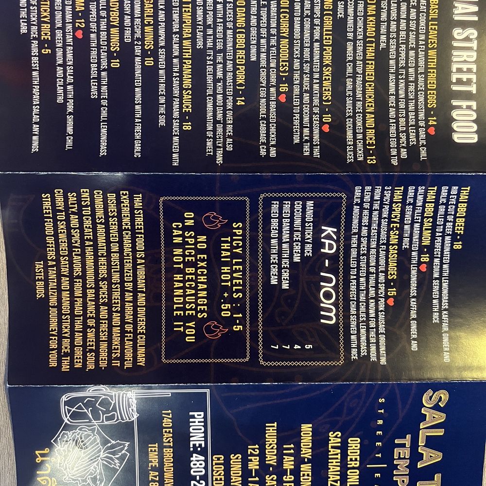 Sala Thai Tempe - Menu - Thai Near Me - Tempe, Arizona