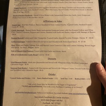 Succotash Southern and Creole Kitchen - Menu - Southern Near Me - Durham, North Carolina