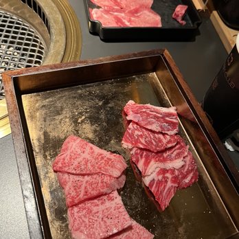 Chubby Cattle - Beef tongue (in the back), A5 Wagyu Otoro Thick Cut (left), A5 Miyazaki Wagyu Short Rib (right) - Barbeque Near Me - Pleasanton, California