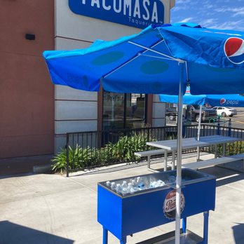 Tacomasa - an ice chest with water for spicy emergencies! - Tacos Near Me - Long Beach, California