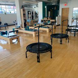 The Movement Hub - Rebounding classes are great for the cardiovascular & lymphatic systems! Optional handlebars if you are concerned about your balance.