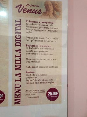Menu photo 4 Cafeteria Venus Zaragoza, Z Menu photo 4 Cafeteria Venus Zaragoza, Z
