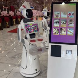 The Nail Love Robot that brings drinks, birthday cakes...and the iPad like kiosk you use to put in what you want