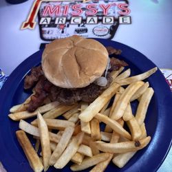 Missy's Arcade Restaurant - Peanut Butter Burger and French Fries