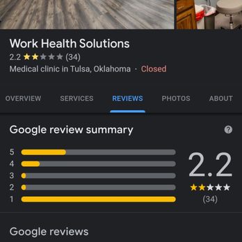 Work Health Solutions - Google reviews - Urgent Care Near Me - Tulsa, Oklahoma Work Health Solutions - Google reviews - Urgent Care Near Me - Tulsa, Oklahoma