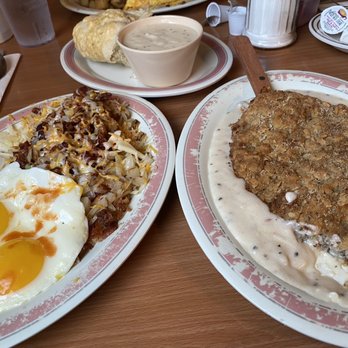 Cope's Knotty Pine Cafe - 2 egg breakfast with the chicken fried steak and a biscuit & gravy (this is all one meal!!). - Breakfast & Brunch Near Me - Bakersfield, California