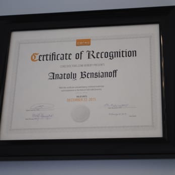 Magic Smile Dental - Certificate of Recognition for Dr. Anatoly Bensianoff, DDS, Owner of Magic Smile Dental - General Dentistry Near Me - Linden, New Jersey