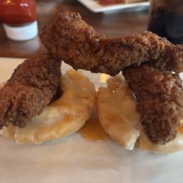 Hot chicken over donuts brunch item
