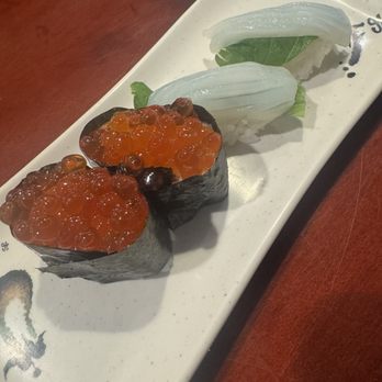 Gen Kai Sushi - Salmon eggs( Ikura) and squid with mint leaves so unique!! - Japanese Near Me - Dana Point, California Gen Kai Sushi - Salmon eggs( Ikura) and squid with mint leaves so unique!! - Japanese Near Me - Dana Point, California
