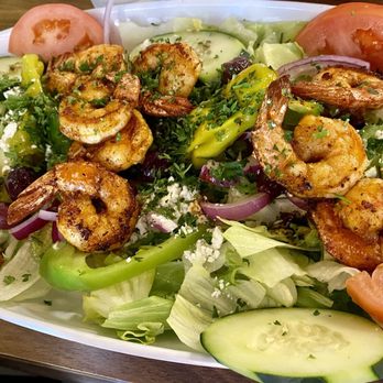 Almarah Mediterranean Cuisine - Shrimp Greek Salad - Mediterranean Near Me - Austin, Texas