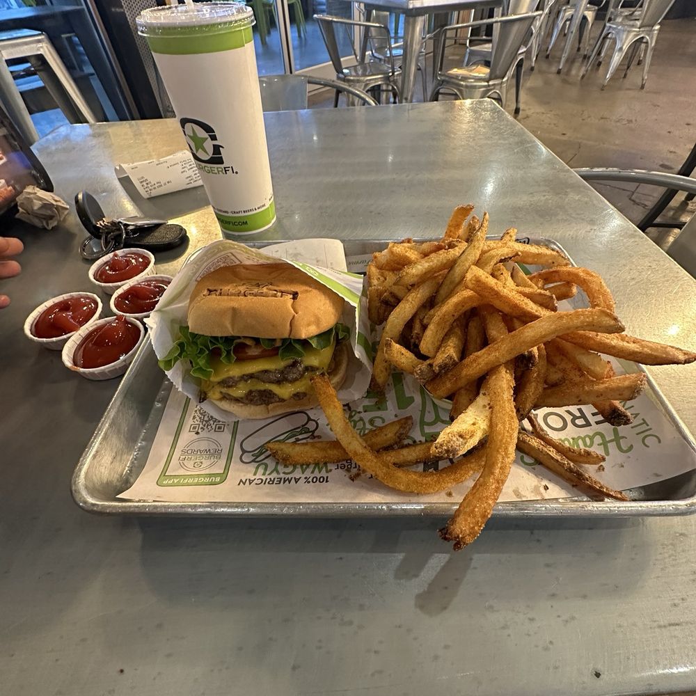 Burger and fries Burger and fries