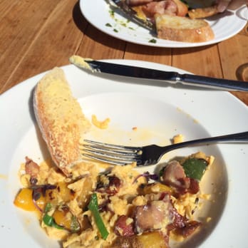 Ohso Cafe - Half of my German Farmer's breakfast. Perfectly cooked eggs with bacon, potatoes and peppers scrambled in. Eggs Benny up top. - Cafes Near Me - Auckland, AUK Ohso Cafe - Half of my German Farmer's breakfast. Perfectly cooked eggs with bacon, potatoes and peppers scrambled in. Eggs Benny up top. - Cafes Near Me - Auckland, AUK