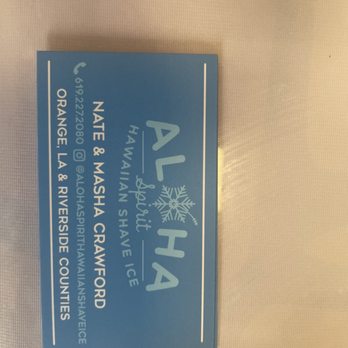 Aloha Spirit - Business card - Shaved Ice Near Me