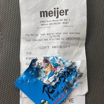 Meijer - a receipt with a piece of candy on it - Department Stores Near Me - Milford, Ohio Meijer - a receipt with a piece of candy on it - Department Stores Near Me - Milford, Ohio