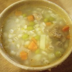 Subito Sandwich - Beef and barley soup. Hearty and delicious. $5.31.