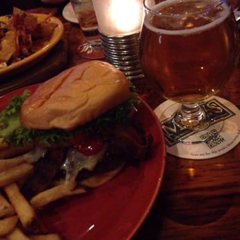 Mews Tavern - Dr. Pepper burger washed down with Grey Sail's 3rd Anniversary IPL - American Near Me - Wakefield, Rhode Island Mews Tavern - Dr. Pepper burger washed down with Grey Sail's 3rd Anniversary IPL - American Near Me - Wakefield, Rhode Island
