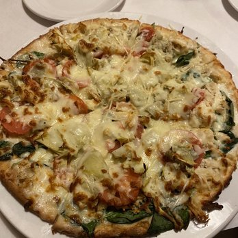 Brewsters - Gluten Free Chicken Spinach Artichoke Flatbread - New American Near Me - Twinsburg, Ohio Brewsters - Gluten Free Chicken Spinach Artichoke Flatbread - New American Near Me - Twinsburg, Ohio