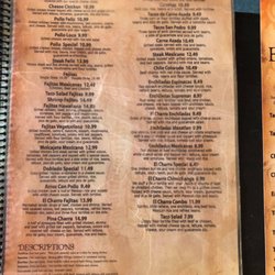 El Charro Authentic Mexican Restaurant - Menu