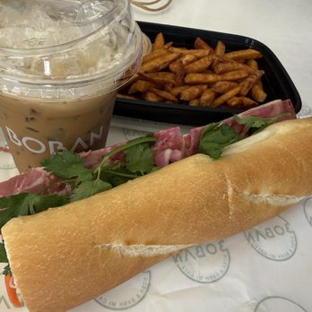 Boban - Classic - combo cha banh mi ($8.50) plus side of fries to-go. Complimentary Vietnamese coffee promo! - Vietnamese Near Me - Lake Forest, California Boban - Classic - combo cha banh mi ($8.50) plus side of fries to-go. Complimentary Vietnamese coffee promo! - Vietnamese Near Me - Lake Forest, California