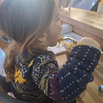 Cafe Nadabar - Eating noodles and making doodles!  They have coloring for the kids! - Juice Bars & Smoothies Near Me - Grants Pass, Oregon
