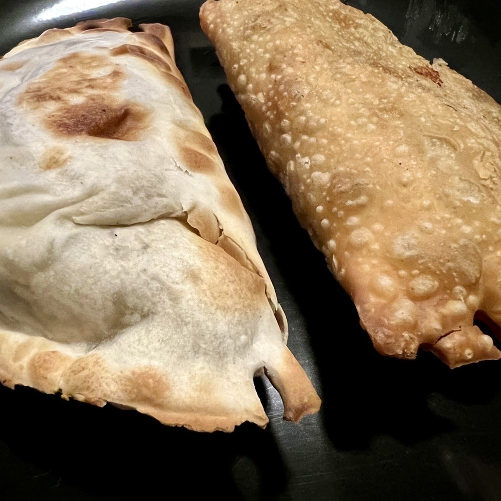 Mama's Empanadas - Wheat baked spinach and cheese empanada; wheat fried spinach and cheese empanada - Empanadas Near Me - Astoria, New York Mama's Empanadas - Wheat baked spinach and cheese empanada; wheat fried spinach and cheese empanada - Empanadas Near Me - Astoria, New York