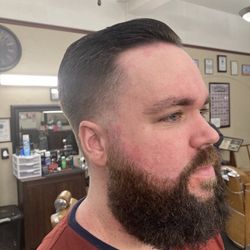 Nice taper fade gentlemen's cut and beard work done By Rafa