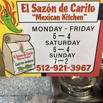 El Sazon De Carito - We love all the Mexican food from here, over the restaurants we have!!!they need to open sit down place! - Tacos Near Me - Hutto, Texas El Sazon De Carito - We love all the Mexican food from here, over the restaurants we have!!!they need to open sit down place! - Tacos Near Me - Hutto, Texas