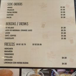 Side orders and drinks