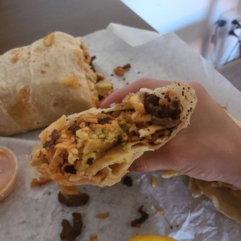 Cali Tacos - The angel burrito with Carne asada - Mexican Near Me - Orange, California
