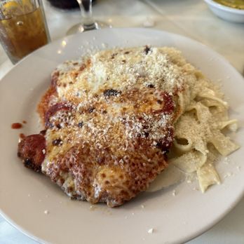 Prego's Trattoria - Chicken Parm with fettuccine Alfredo. - Italian Near Me - Burlington, North Carolina