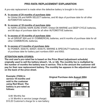 NAPA Auto Parts - Napa prorata replacement policy - Auto Parts & Supplies Near Me - KAILUA, Hawaii