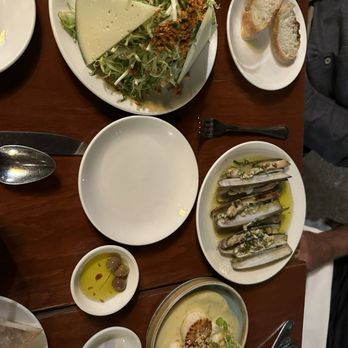 Casa Mono - Scallops with Serrano Pepper Green Curry, Razor Clams a la Plancha, Escarole Ensalada - Spanish Near Me - New York, New York Casa Mono - Scallops with Serrano Pepper Green Curry, Razor Clams a la Plancha, Escarole Ensalada - Spanish Near Me - New York, New York