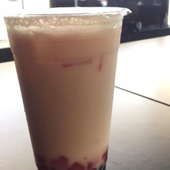Pekoe - Pretty in Pink - jasmine green tea fused with strawberry and milk cream, topped with strawberry heart jelly and boba - Coffee & Tea Near Me - San Jose, California