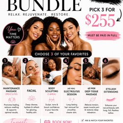 Beautiful Creations & Beautisculpt Studio - This is our Self Care Bundle Kit where you can choose any 3 of the listed services and Pay a Discounted Price!