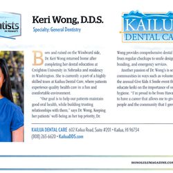 Kailua Dental Care - Congratulations, Dr. Wong, for making the 2017 Honolulu Magazine Best Dentist in Hawaii!!
