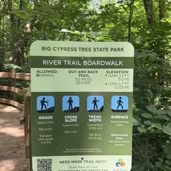 Big Cypress Tree State Park - the signage for the wooden boardwalk - Hiking Near Me - Greenfield, Tennessee