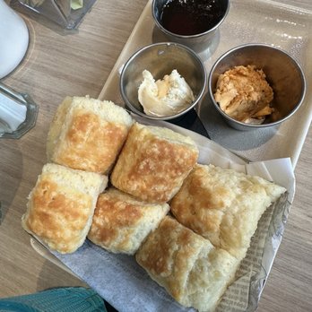 Dawn AM Eatery - Homemade biscuits with the best hot honey, ever butter, and chipotle butter - Southern Near Me - Chicago, Illinois