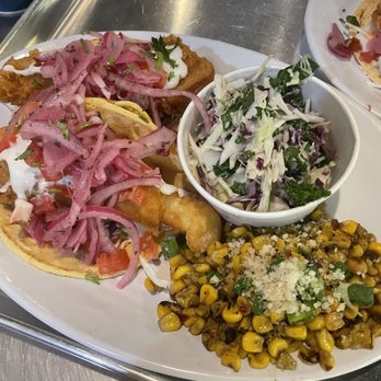 California Fish Grill - Fish taco combo with street corn and kale slaw - Seafood Near Me - Brea, California California Fish Grill - Fish taco combo with street corn and kale slaw - Seafood Near Me - Brea, California