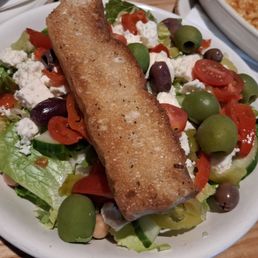 Mediterranean Salad with a breadstick. Mediterranean Salad with a breadstick.
