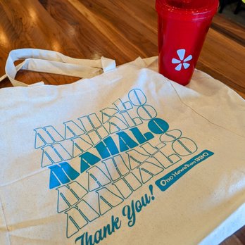 Ono Hawaiian BBQ - My free tote bag and elite cup - Barbeque Near Me - Fresno, California Ono Hawaiian BBQ - My free tote bag and elite cup - Barbeque Near Me - Fresno, California
