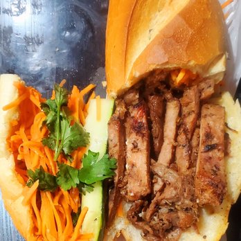 Pho Island - Pork chop Banh Mi sandwich. Grilled pork, fresh marinated vegetables, crispy baguette, mayo. Best one, absolutely delicious. - Vietnamese Near Me - New Hyde Park, New York Pho Island - Pork chop Banh Mi sandwich. Grilled pork, fresh marinated vegetables, crispy baguette, mayo. Best one, absolutely delicious. - Vietnamese Near Me - New Hyde Park, New York