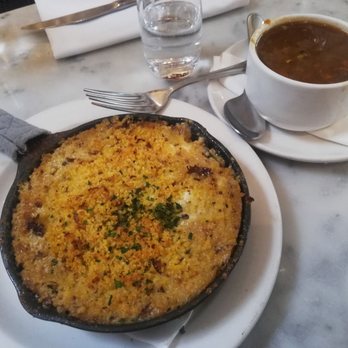 Tilikum Place Cafe - Baked Egg and Pollo Rojo Soup ($17) - New American Near Me - Seattle, Washington