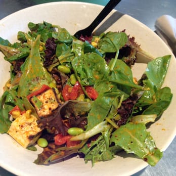 MAD Greens - Tempe - Large "create your own" salad: mixed greens, tofu, edamame, avocado, roasted corn & red peppers, MAD Spice & Red Pepper dressing - Salad Near Me - Tempe, Arizona