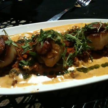 Anepalco - Callo de hacha (scallops on grilled chorizo with chipotle sauce).  $15.  Good if you are a chorizo fan - Mexican Near Me - Orange, California