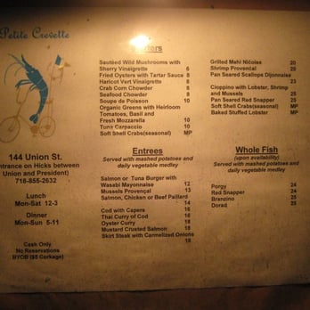 Petite Crevette - the menu - Seafood Near Me - Brooklyn, New York
