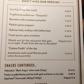 Cañete - Menu - Tapas/Small Plates Near Me - Barcelona, B Cañete - Menu - Tapas/Small Plates Near Me - Barcelona, B