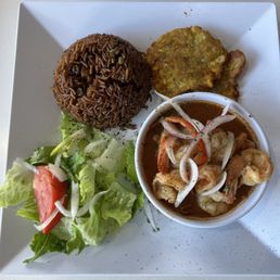 Kreole shrimp and djon djon rice Kreole shrimp and djon djon rice
