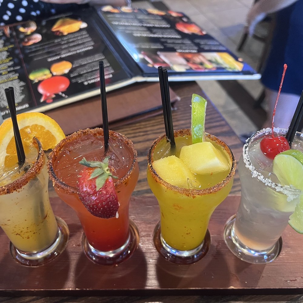 Margarita Flight (peach, strawberry, mango, and lime)