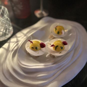 MAD - Huevos Voladores - passion fruit, vanilla mascarpone, white chocolate rocks. (Seriously one the best desserts I've ever tried.) - Spanish Near Me - Houston, Texas MAD - Huevos Voladores - passion fruit, vanilla mascarpone, white chocolate rocks. (Seriously one the best desserts I've ever tried.) - Spanish Near Me - Houston, Texas