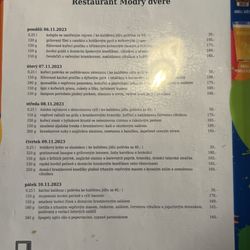 Modrý Dveře - Lunch menu